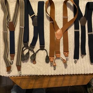 Men's Tan and Navy Suspenders Set